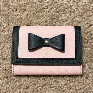 NWOT Kate Spade Hazel Court Pink Black Mini Bow Wallet